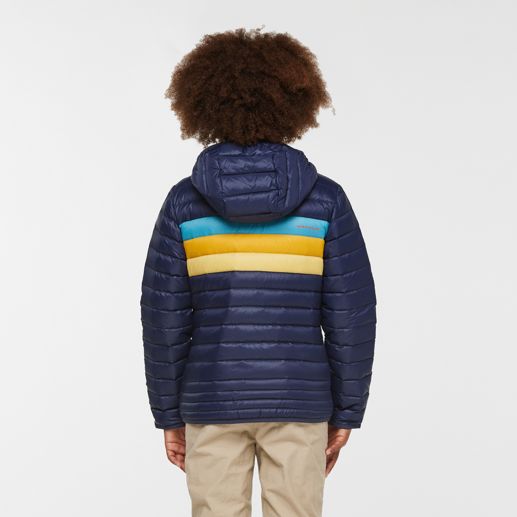 Fuego Hooded Down Jacket - Kids', Maritime Stripes, Model Isaiah