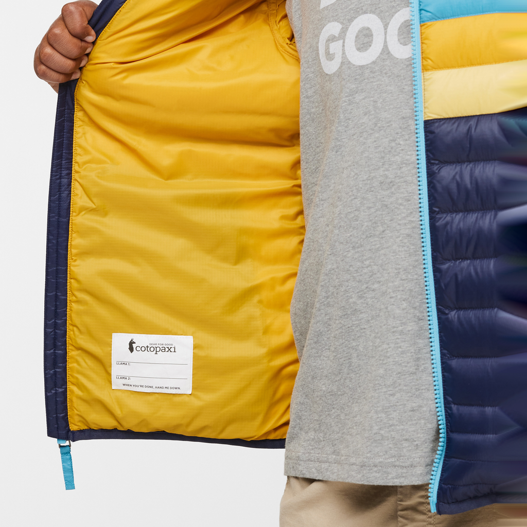 Fuego Hooded Down Jacket - Kids', Maritime Stripes, Model Isaiah