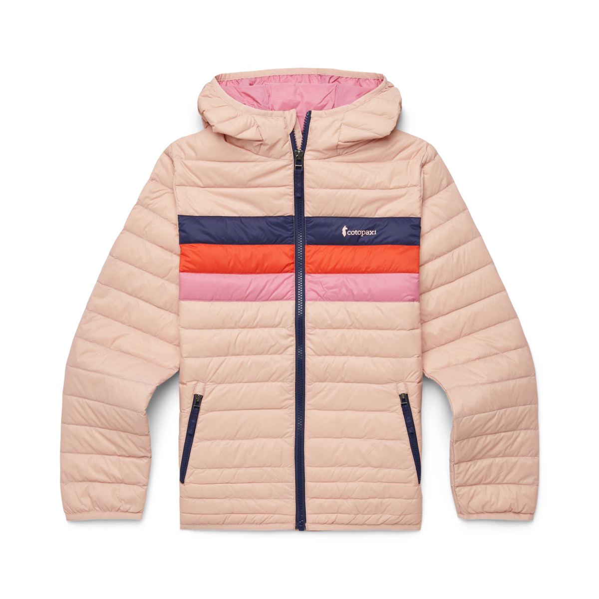 Fuego Hooded Down Jacket - Kids', Rosewood Stripes, Detail