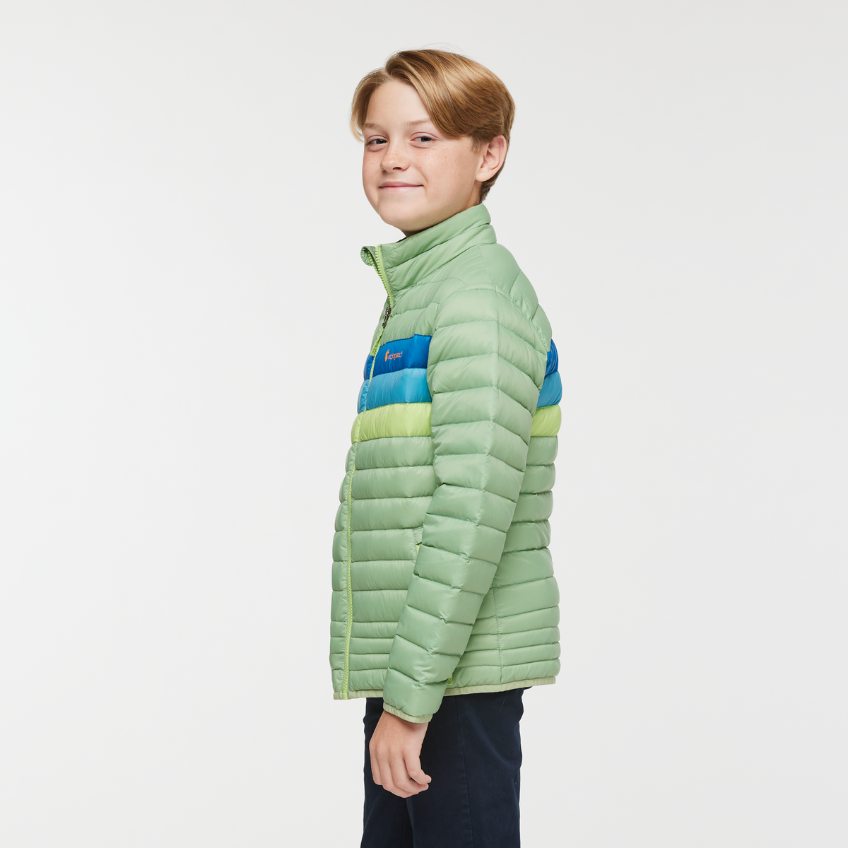 Fuego Down Jacket - Kids', Aspen Stripes, Model Dax