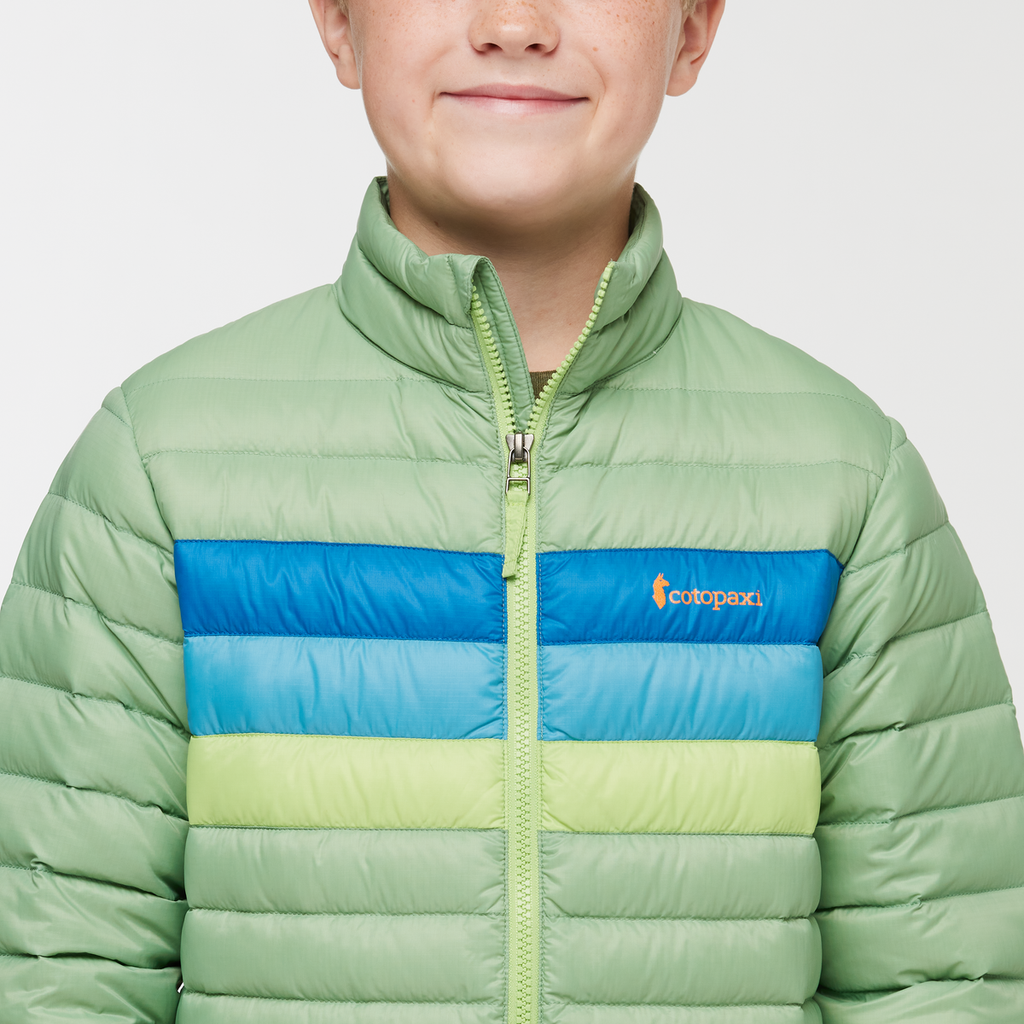 Fuego Down Jacket - Kids', Aspen Stripes, Model Dax