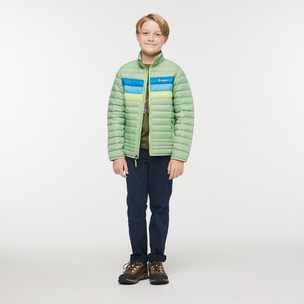Fuego Down Jacket - Kids', Aspen Stripes, Model Dax