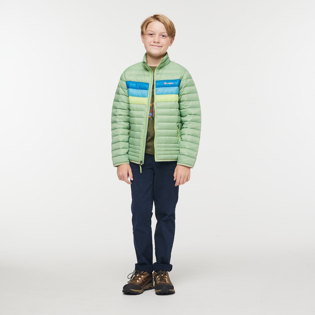 Fuego Down Jacket - Kids', Aspen Stripes, Model Dax
