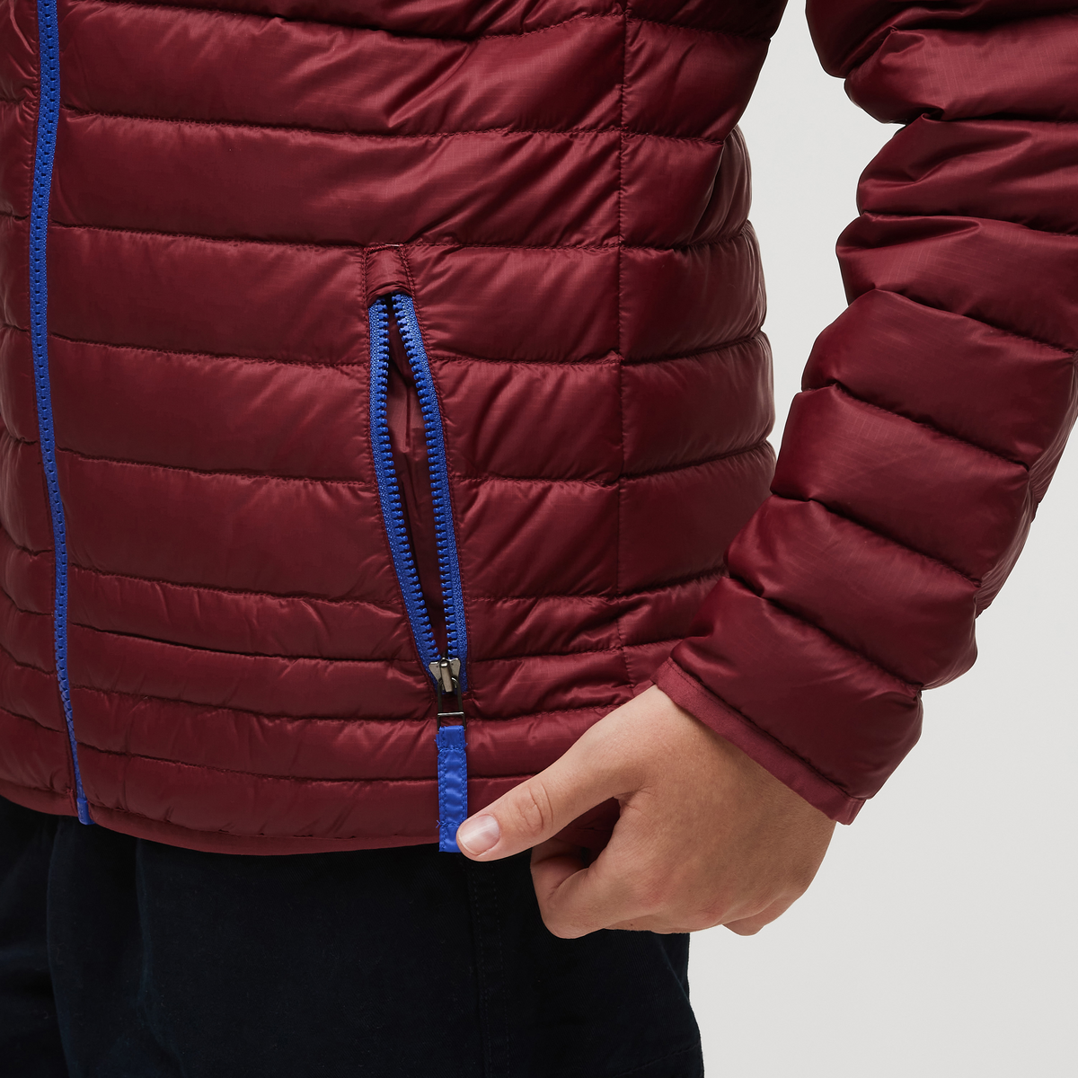 Fuego Down Jacket - Kids', Burgundy Stripes, Model Dax
