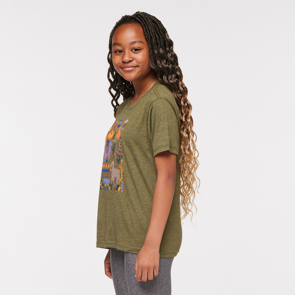 Llama Party T-Shirt - Kids', Pine, Model Adelina
