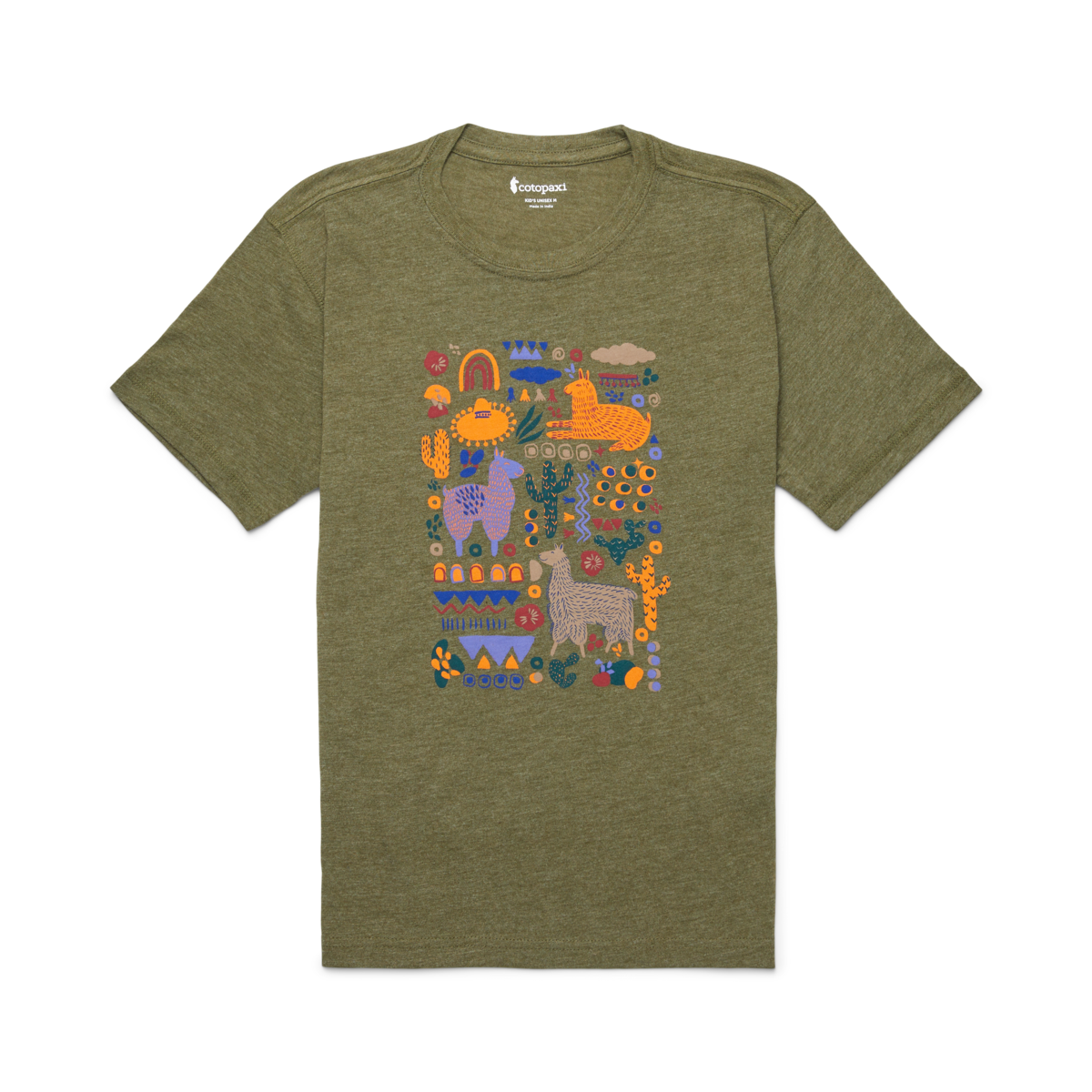 Llama Party T-Shirt - Kids', Pine, Model Adelina