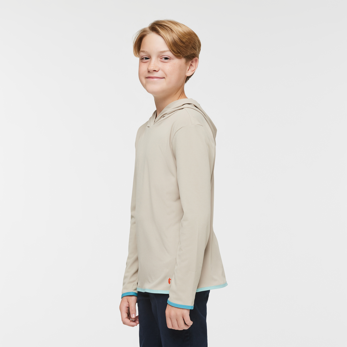 Sombra Sun Hoodie - Kids', Pebble, Model Dax