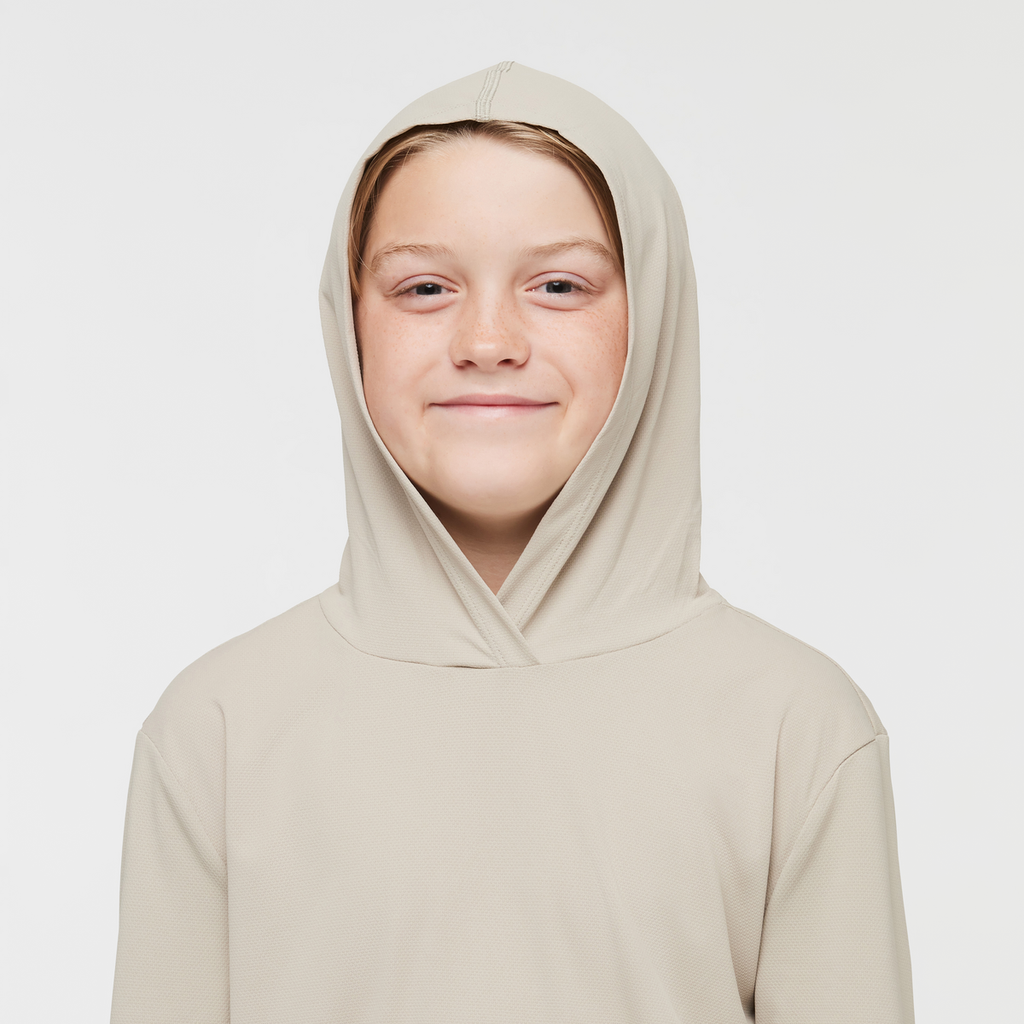 Sombra Sun Hoodie - Kids', Pebble, Model Dax