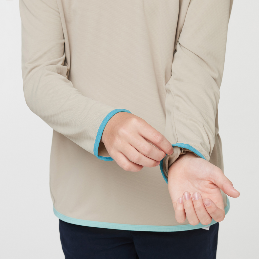 Sombra Sun Hoodie - Kids', Pebble, Model Dax