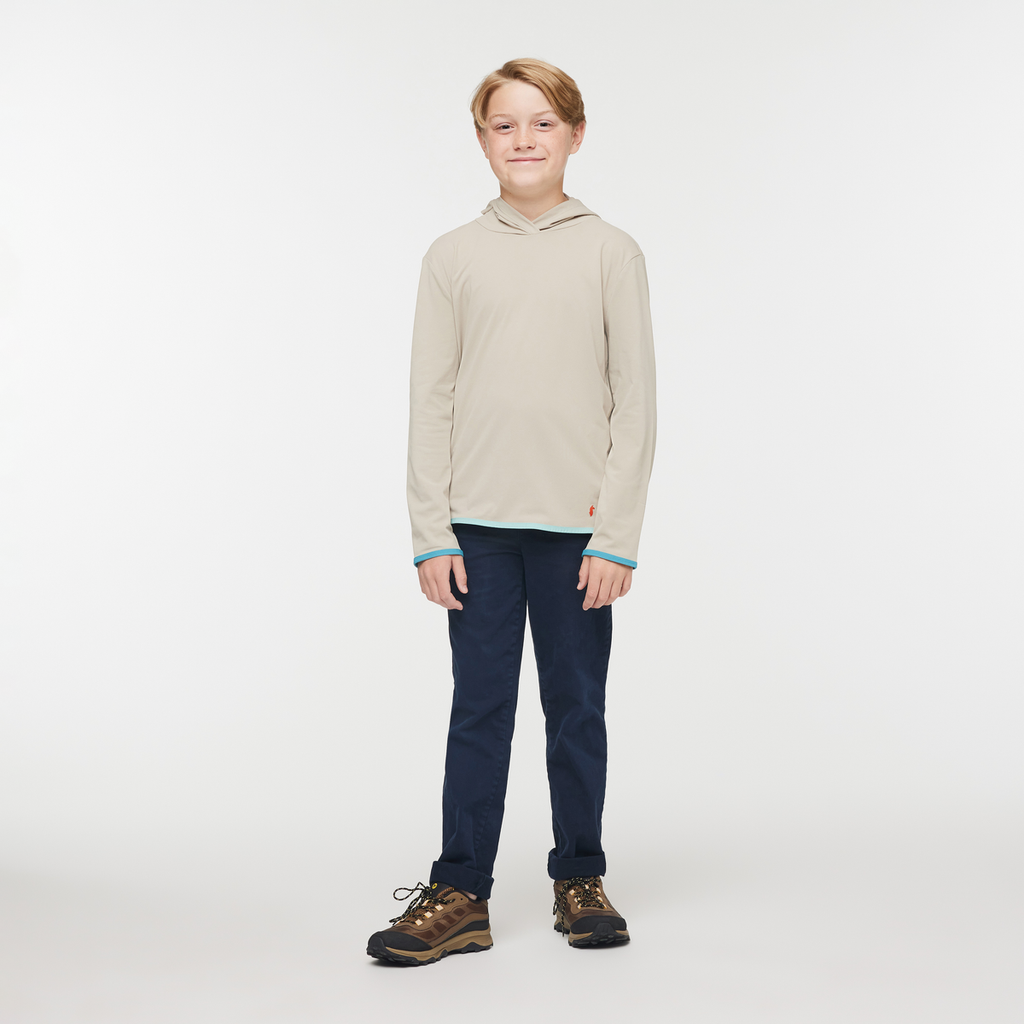 Sombra Sun Hoodie - Kids', Pebble, Model Dax