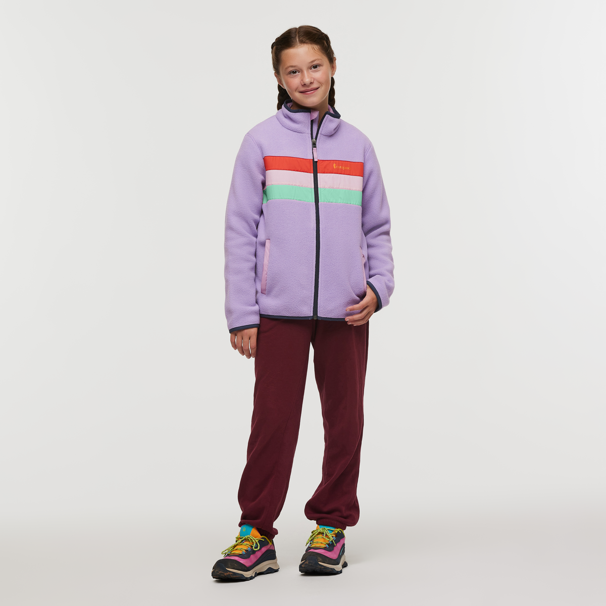 Teca Fleece Jacket - Kids', Flower Power, Model Gemma Nye