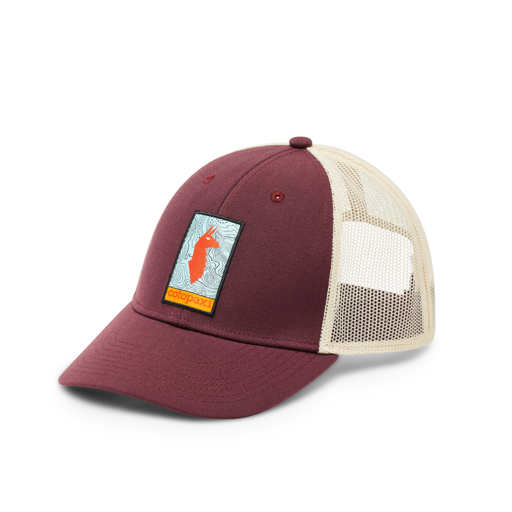 Llama Map Trucker Hat, Wine