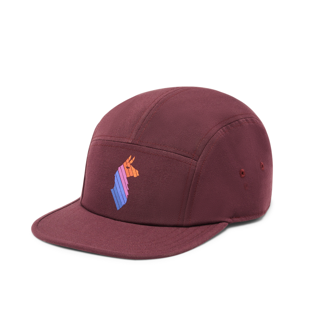 Llama Stripes 5-Panel Hat, Wine
