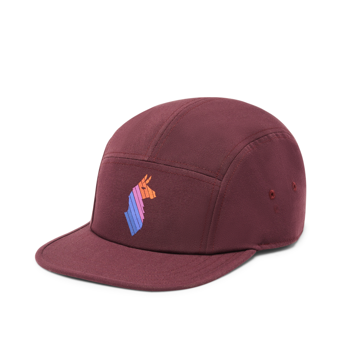 Llama Stripes 5-Panel Hat, Wine