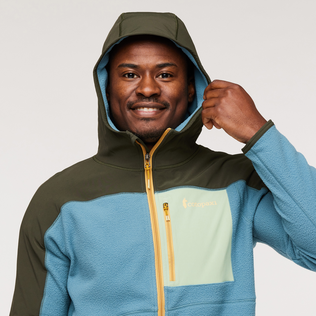 Abrazo Hooded Full-Zip Fleece Jacket - Men's, Woods/Blue Spruce, Model Jeremy