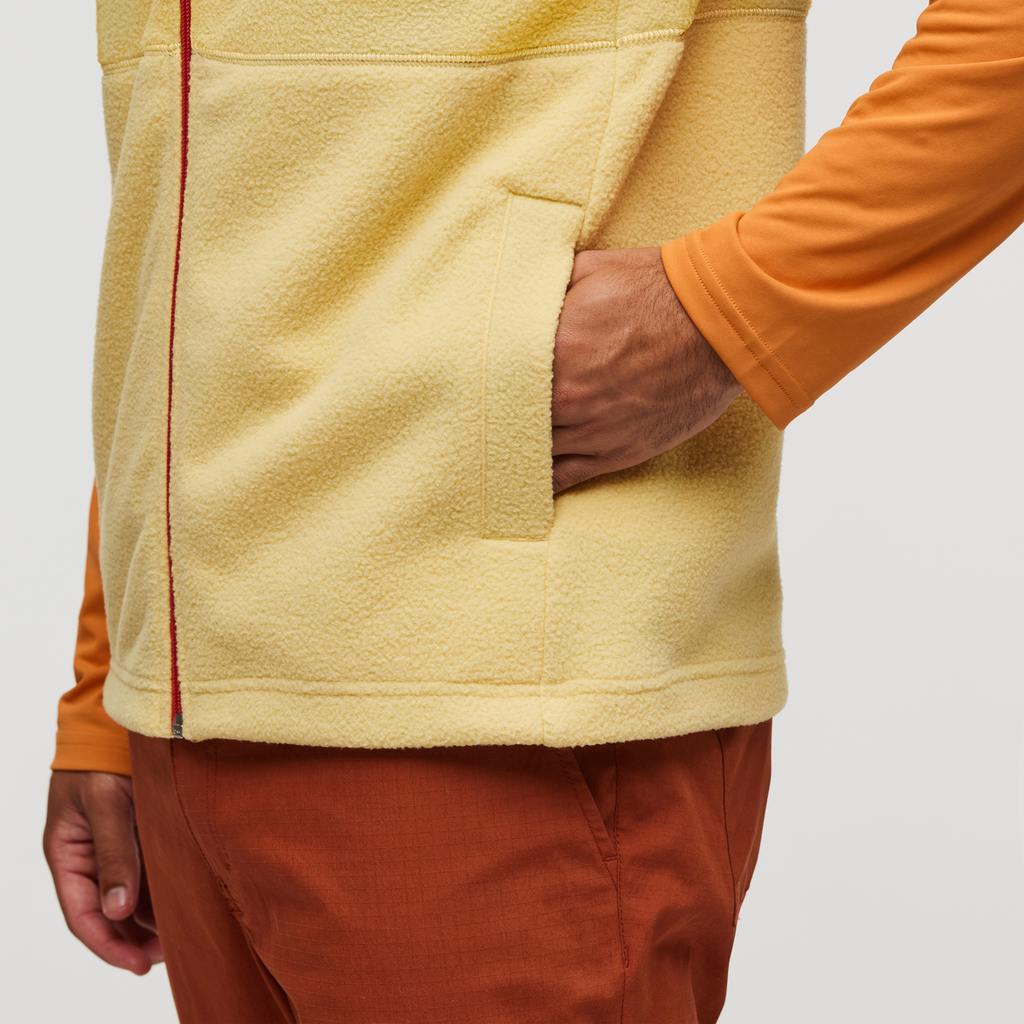 Abrazo Fleece Vest - Men's, Amber/Wheat, Model Alex