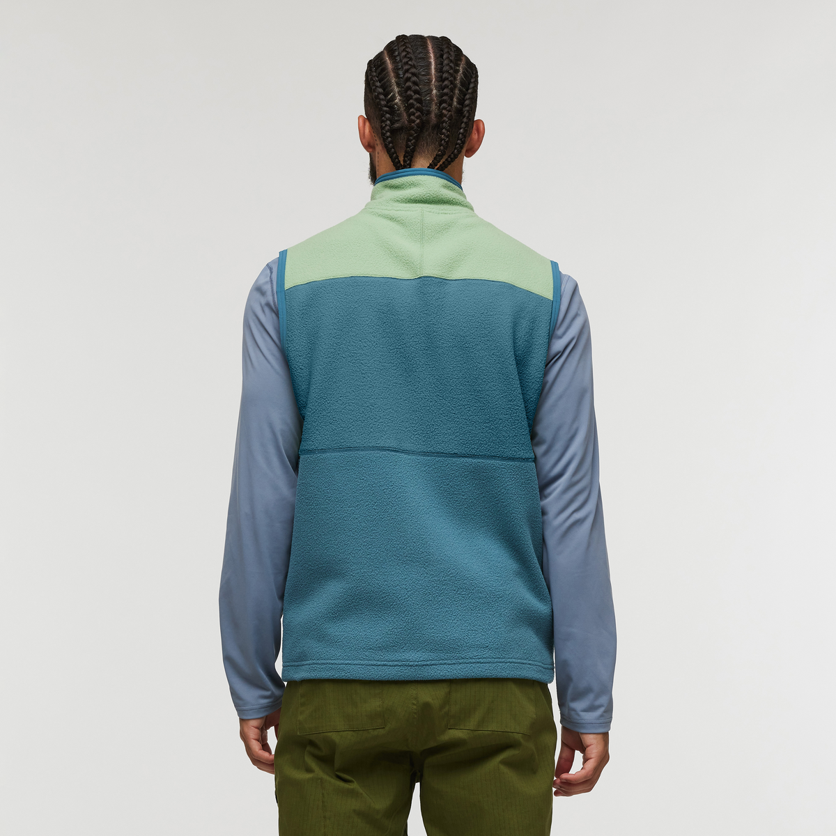 Abrazo Fleece Vest - Men's, Aspen/Blue Spruce, Model Alex