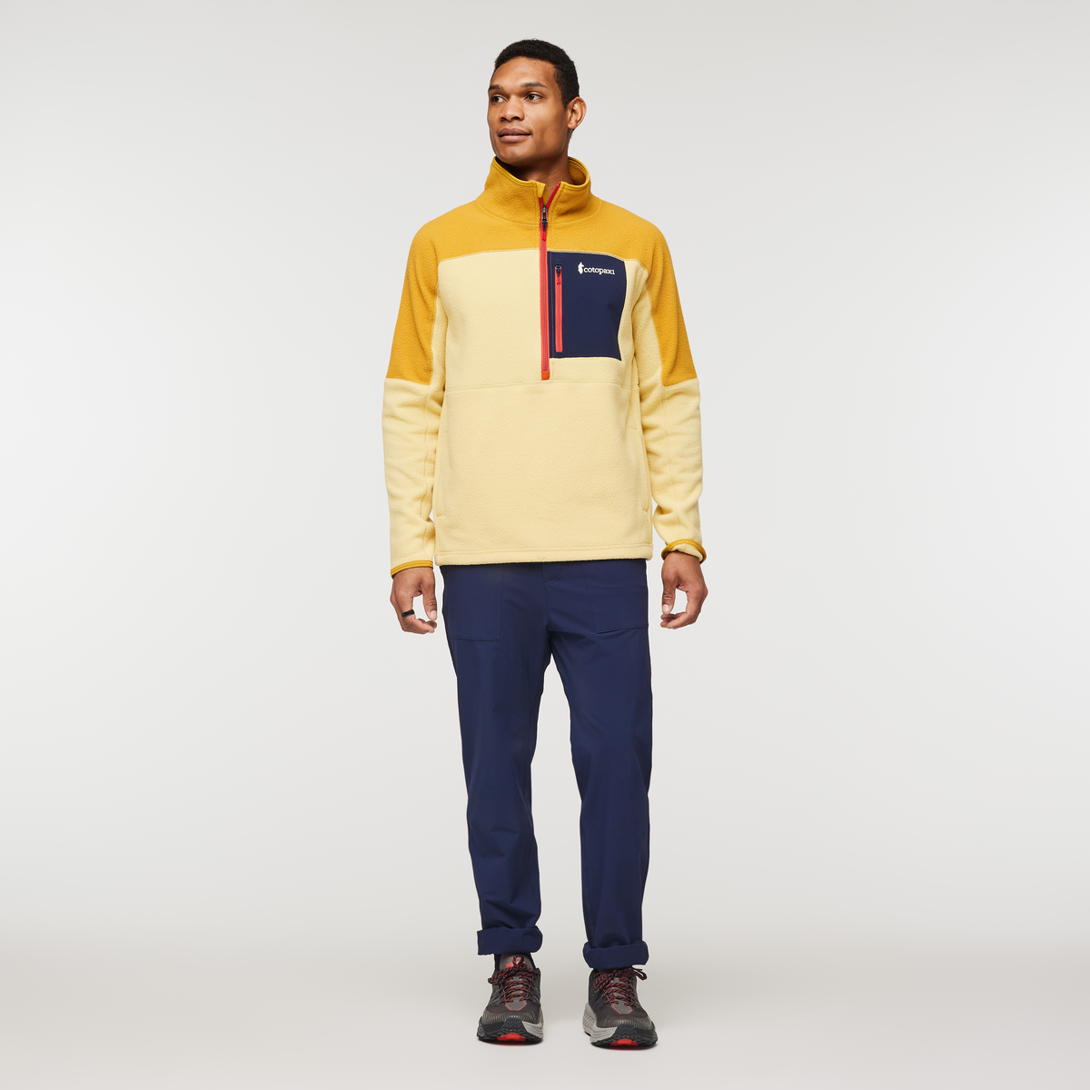Abrazo Half-Zip Fleece Jacket - Men's, Amber/Wheat, Model Jason