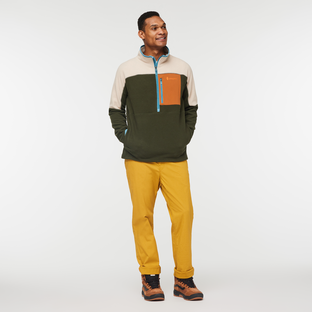 Abrazo Half-Zip Fleece Jacket - Men's, Oatmeal/Woods, Model Jason