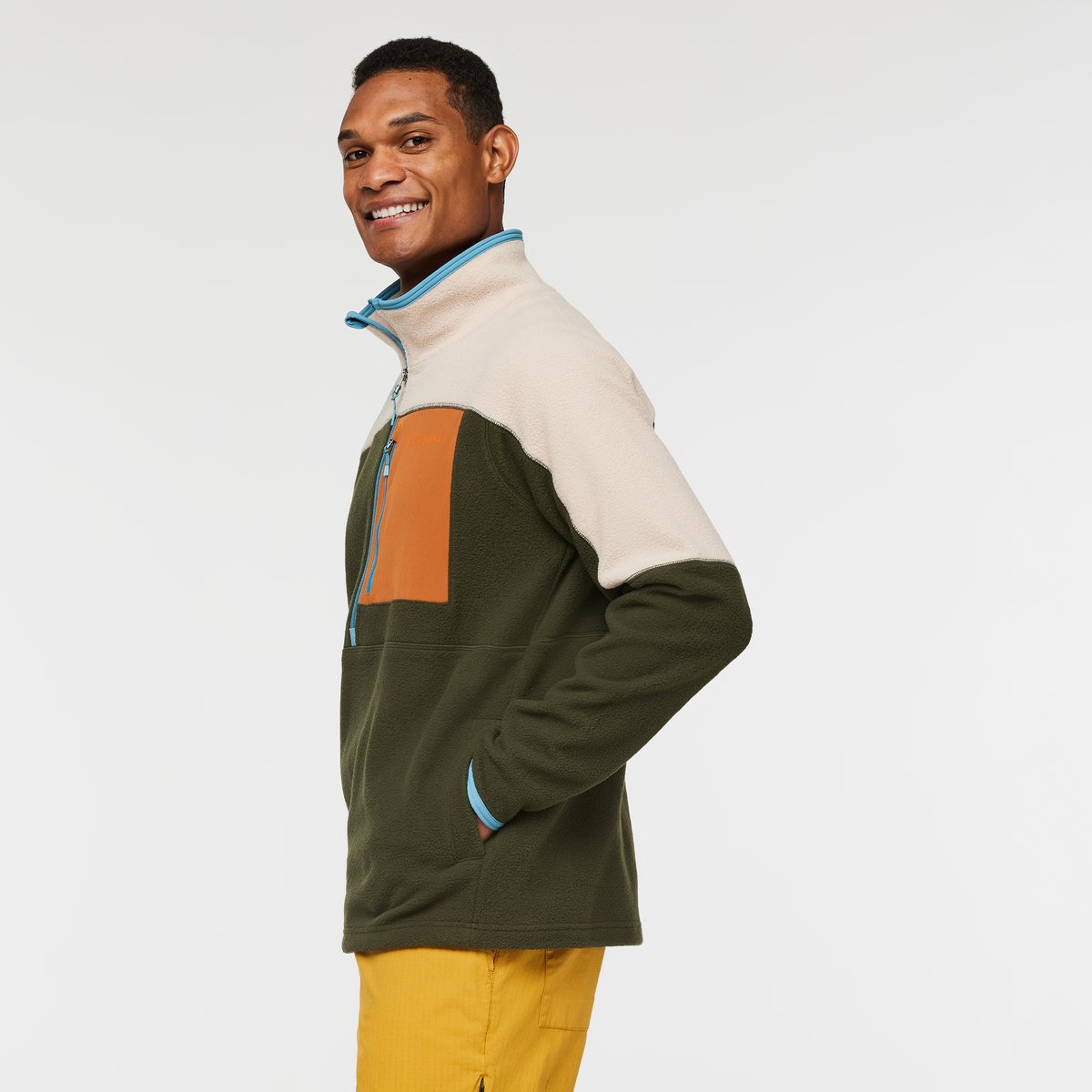 Abrazo Half-Zip Fleece Jacket - Men's, Oatmeal/Woods, Model Jason