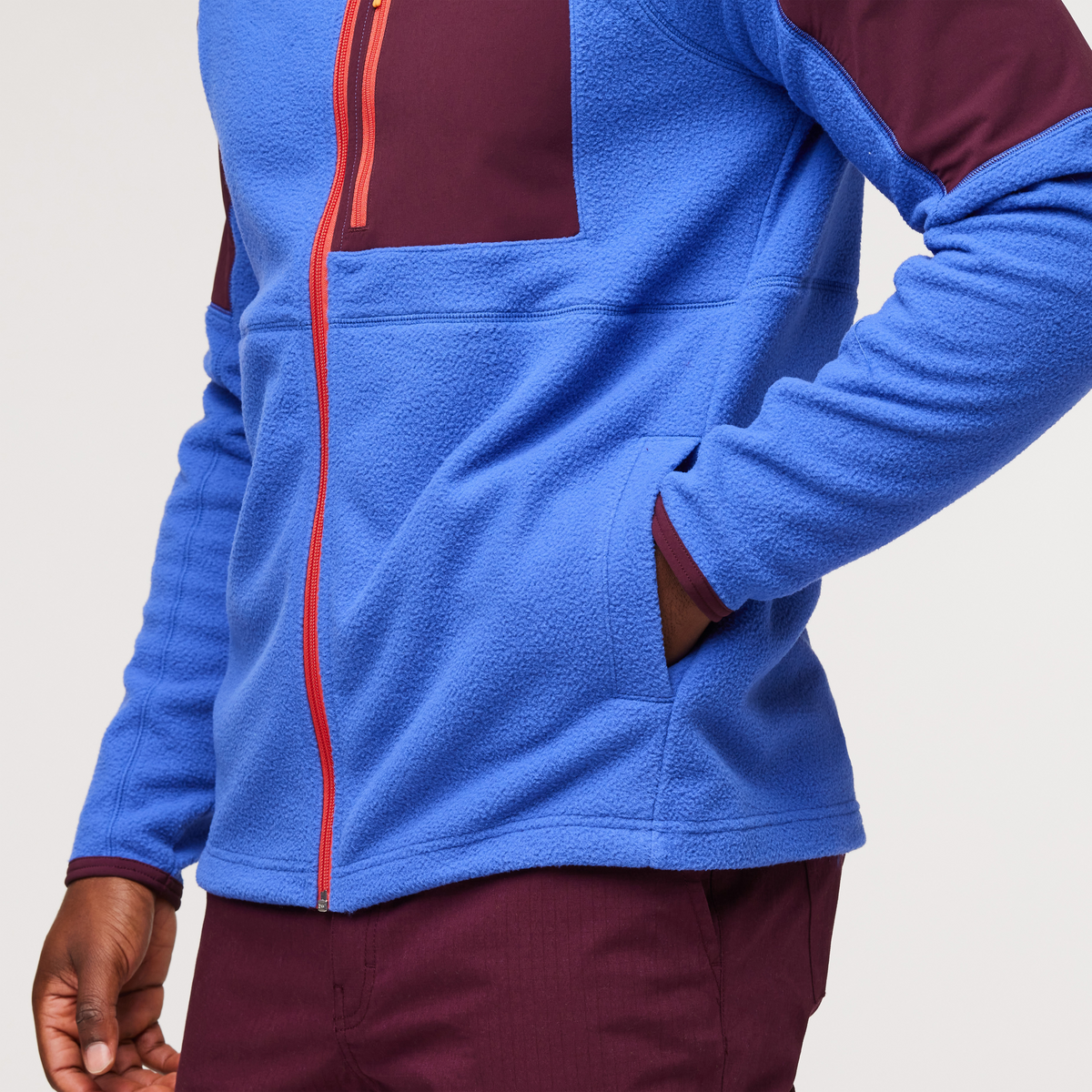 Abrazo Hooded Full-Zip Fleece Jacket - Men's, Wine/Blue Violet, Model Jeremy