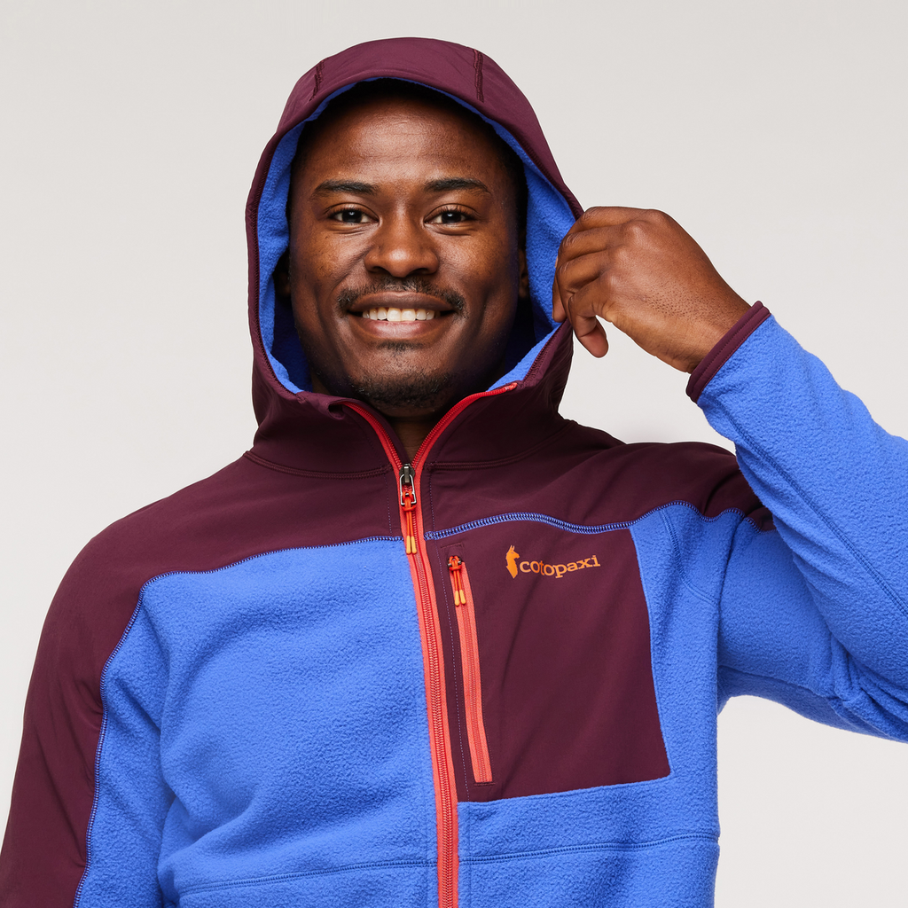 Abrazo Hooded Full-Zip Fleece Jacket - Men's, Wine/Blue Violet, Model Jeremy