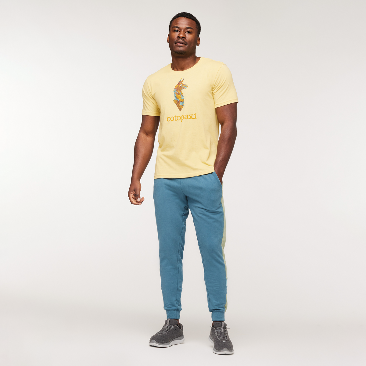 Altitude Llama T-Shirt - Men's, Wheat, Model Jeremy