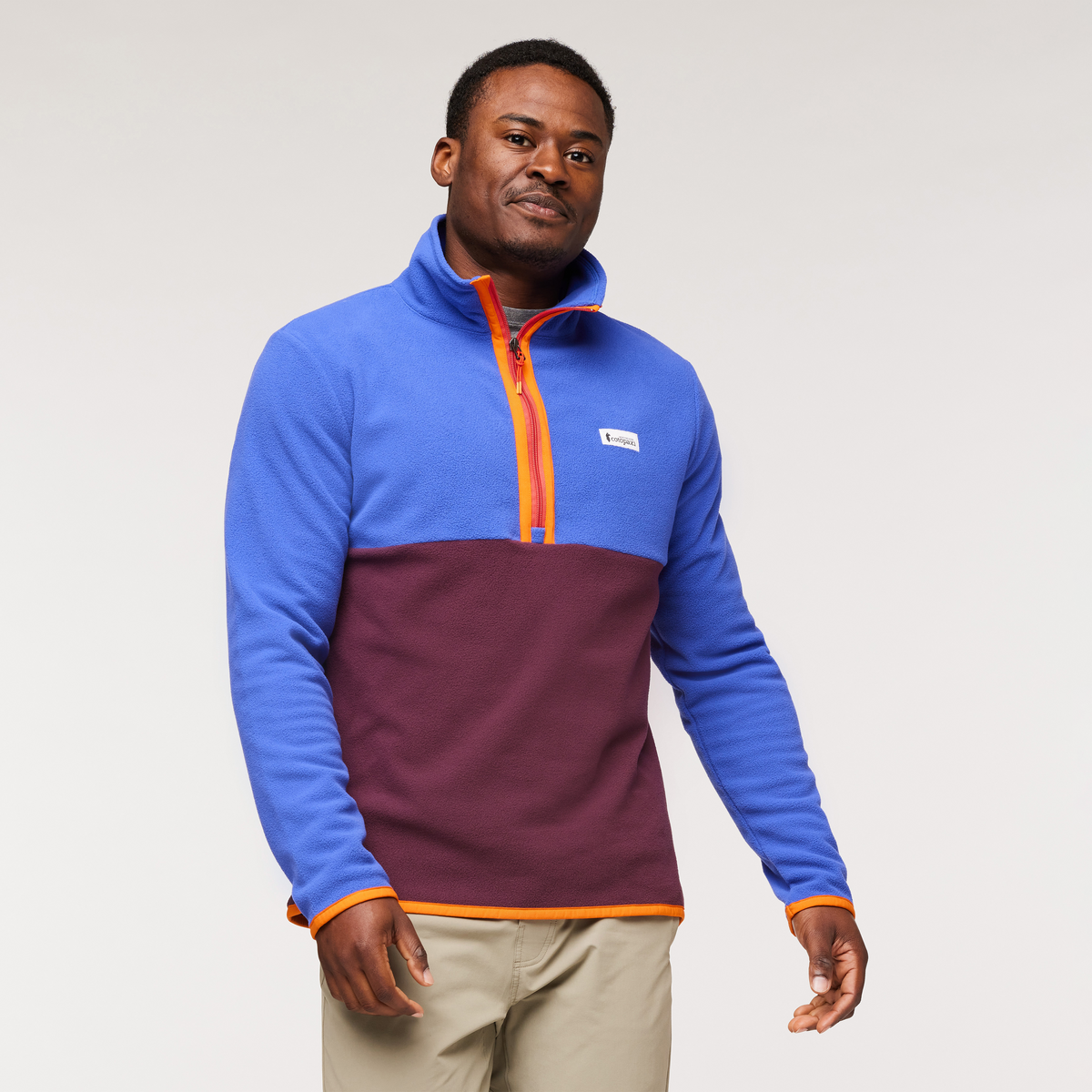 Amado Fleece Pullover - Men's, Blue Violet/Wine, Model Jeremy