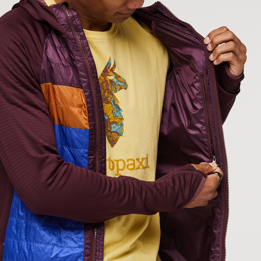 Capa Hybrid Insulated Hooded Jacket - Men's, Wine/Blue Violet, Model Jason