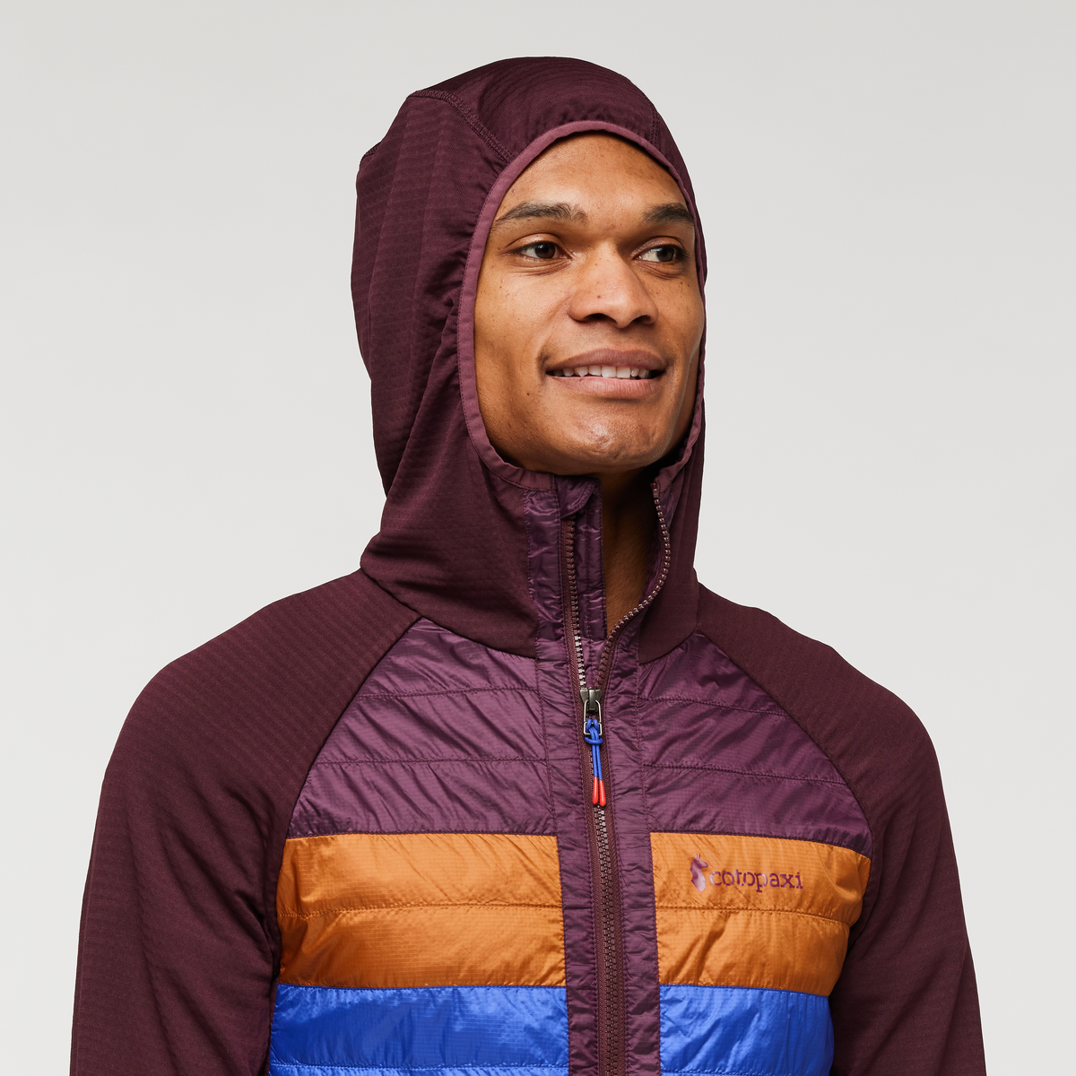 Capa Hybrid Insulated Hooded Jacket - Men's, Wine/Blue Violet, Model Jason