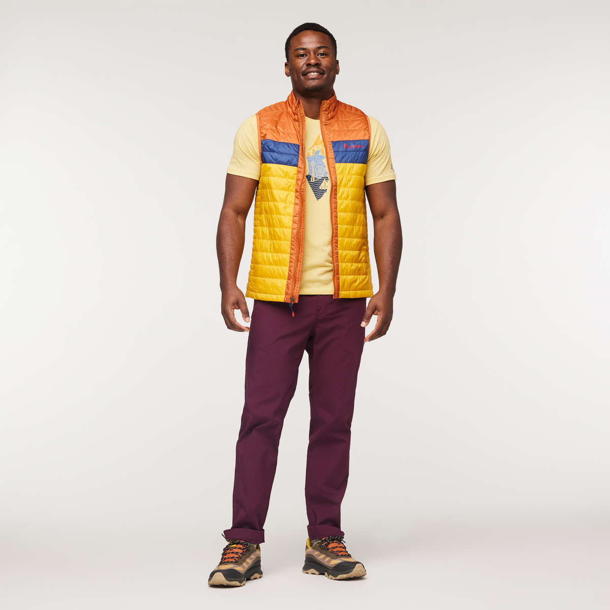Capa Insulated Vest - Men's, Mezcal/Sunset, Model Jeremy