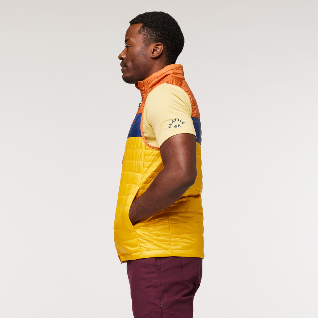 Capa Insulated Vest - Men's, Mezcal/Sunset, Model Jeremy