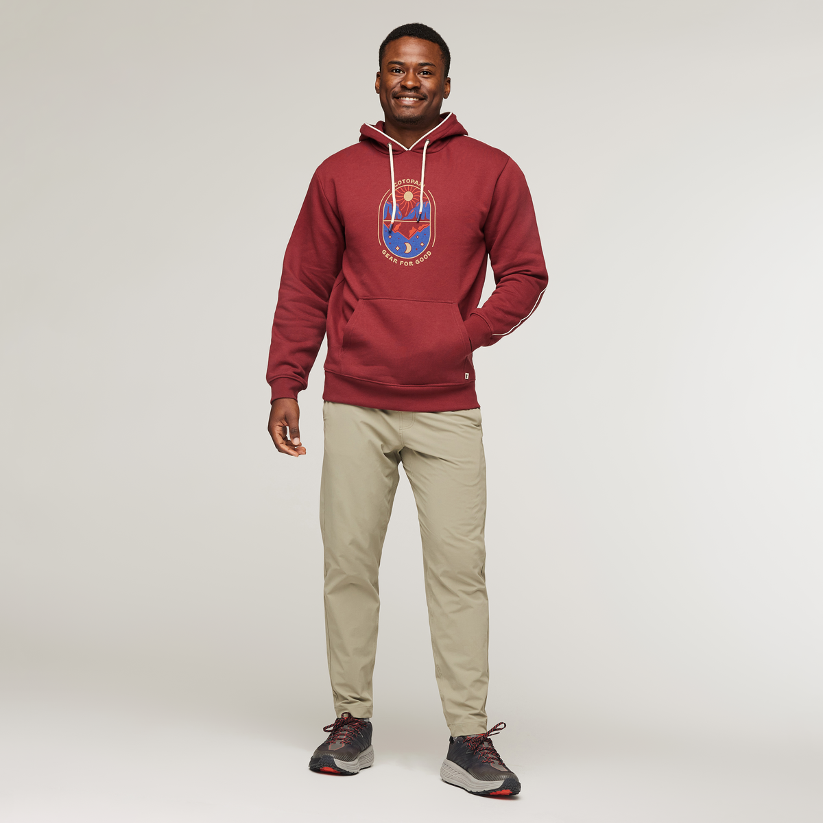 Day And Night Organic Pullover Hoodie - Men's, Burgundy, Model Jeremy