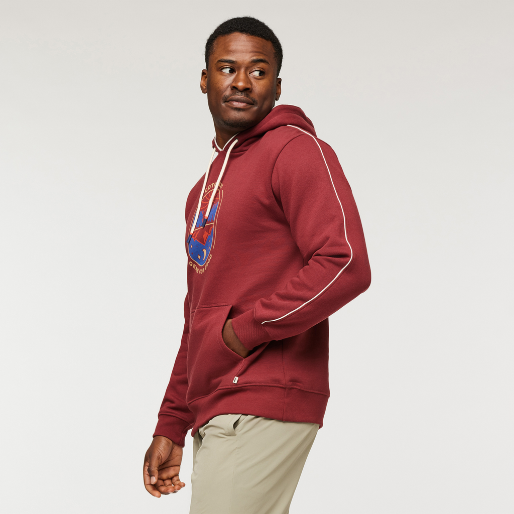Day And Night Organic Pullover Hoodie - Men's, Burgundy, Model Jeremy