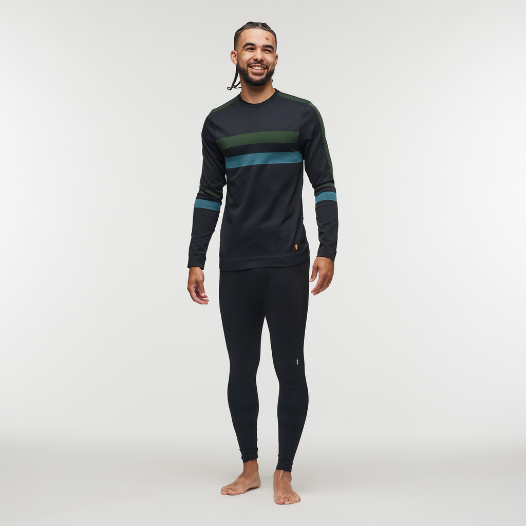 Debajo Seamless Baselayer Crew - Men's, Black Stripes, Model Alex
