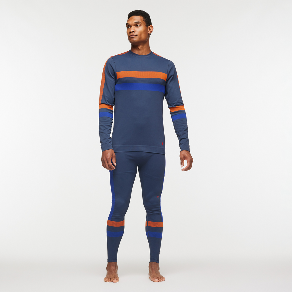 Debajo Seamless Baselayer Crew - Men's, Ink Stripes, Model Jason