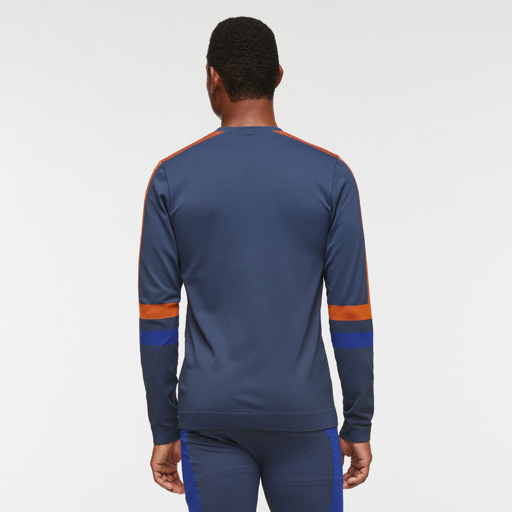Debajo Seamless Baselayer Crew - Men's, Ink Stripes, Model Jason