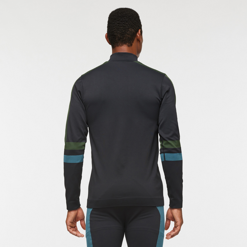 Debajo Seamless Baselayer Quarter-Zip - Men's, Black Stripes, Model Jason