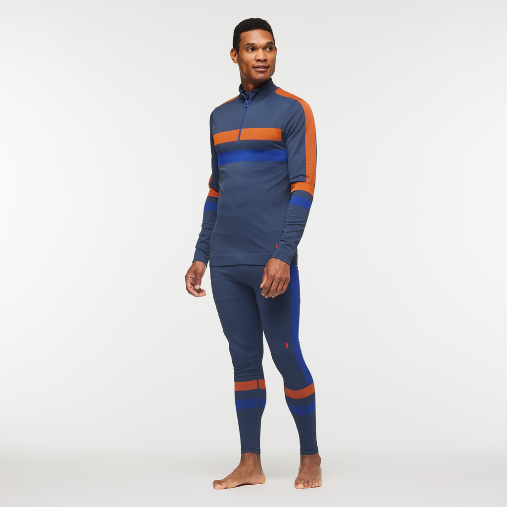 Debajo Seamless Baselayer Quarter-Zip - Men's, Ink Stripes, Model Jason