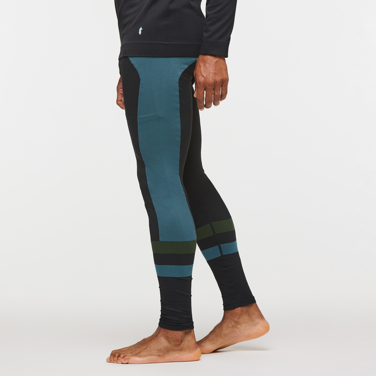 Debajo Seamless Baselayer Tight - Men's, Black Stripes, Model Jason