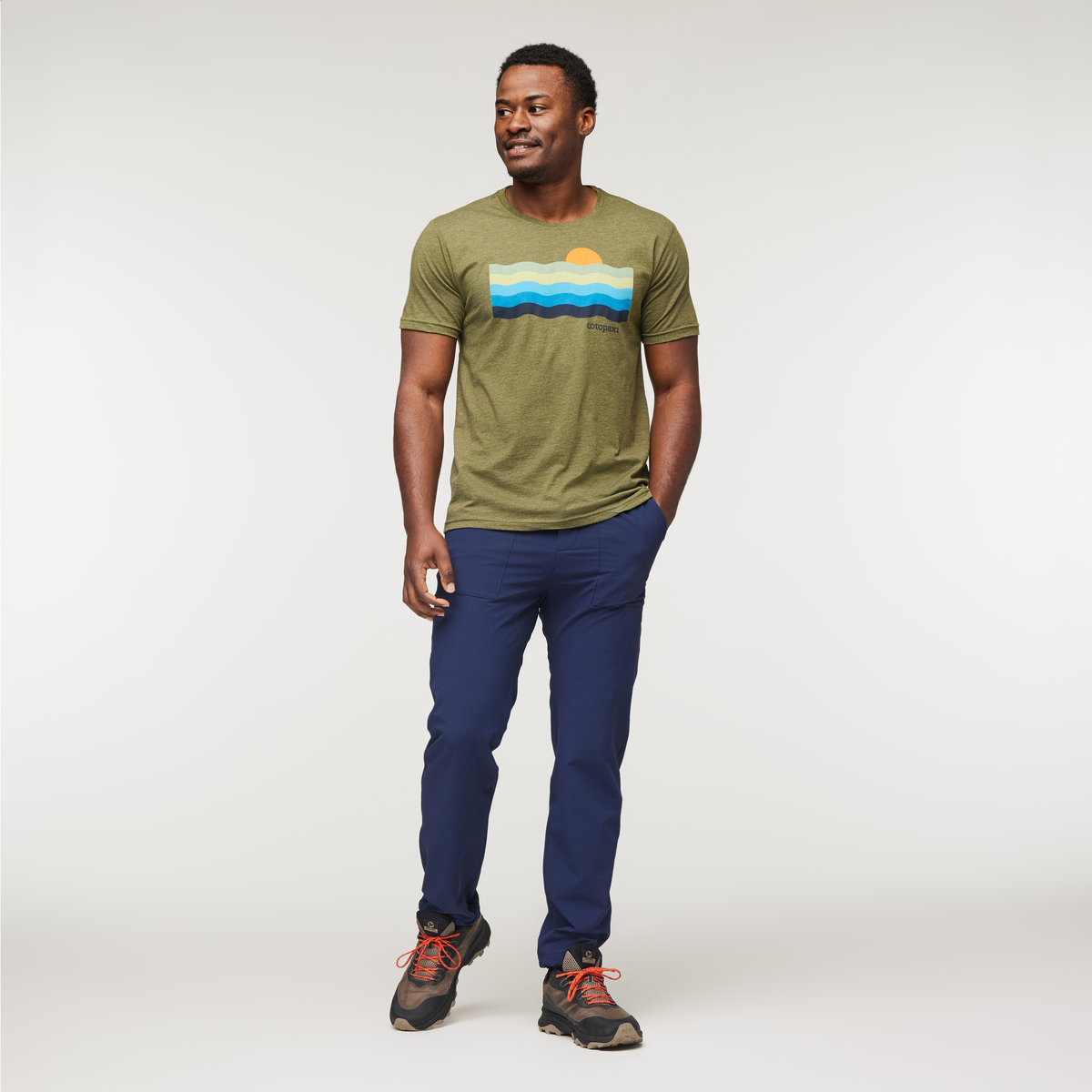 Disco Wave Organic T-Shirt - Men's, Pine, Model Jeremy