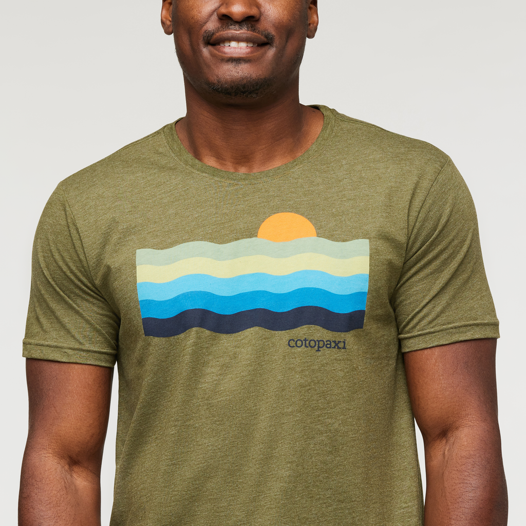 Disco Wave Organic T-Shirt - Men's, Pine, Model Jeremy