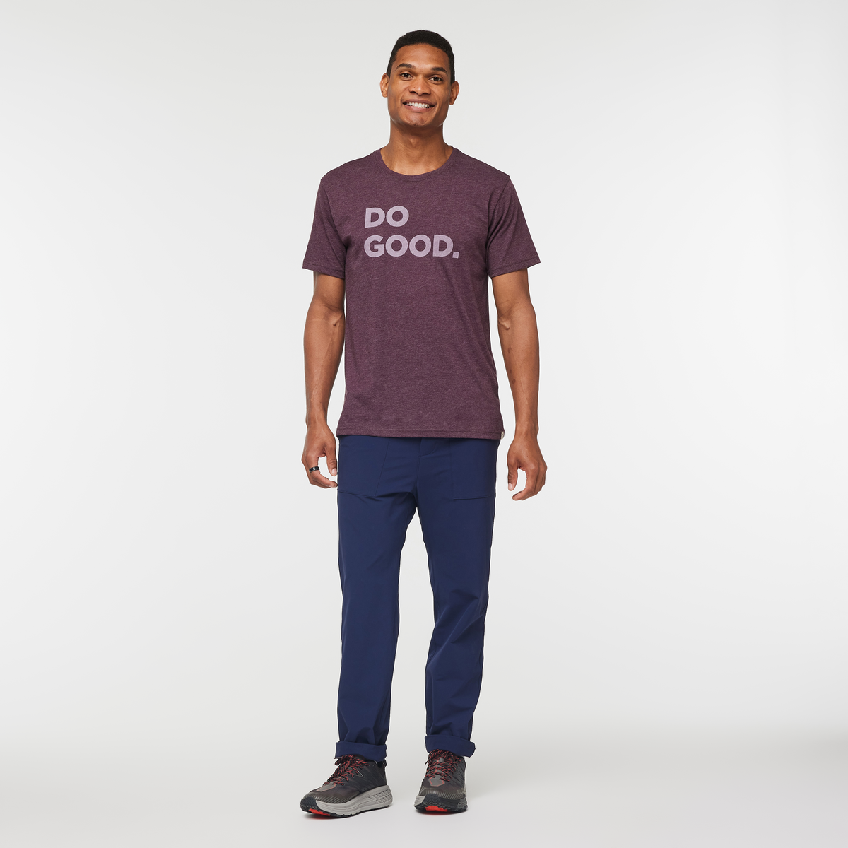 Do Good T-Shirt - Men's, Wine, Model Jason