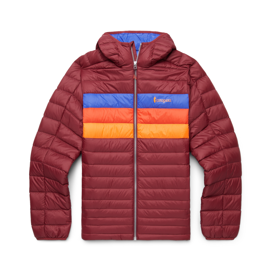 Fuego Hooded Down Jacket - Men's, Burgundy Stripes