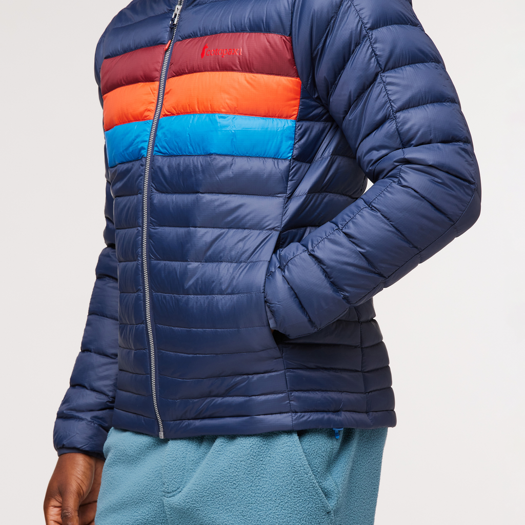 Fuego Down Jacket - Men's, Ink Stripes, Model Jeremy