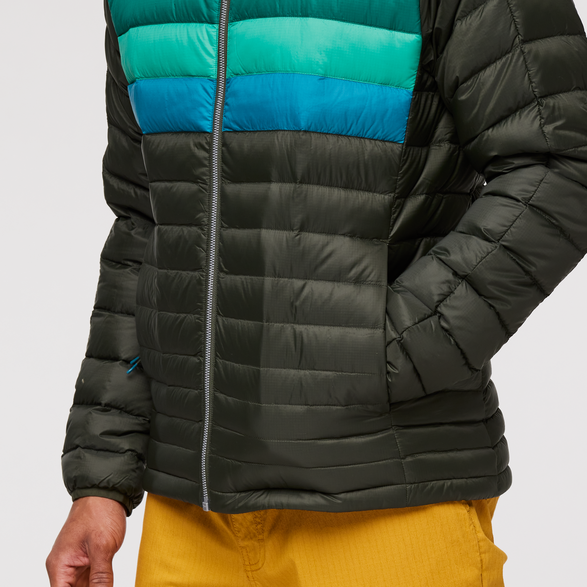 Fuego Down Jacket - Men's, Woods Stripes, Model Jason