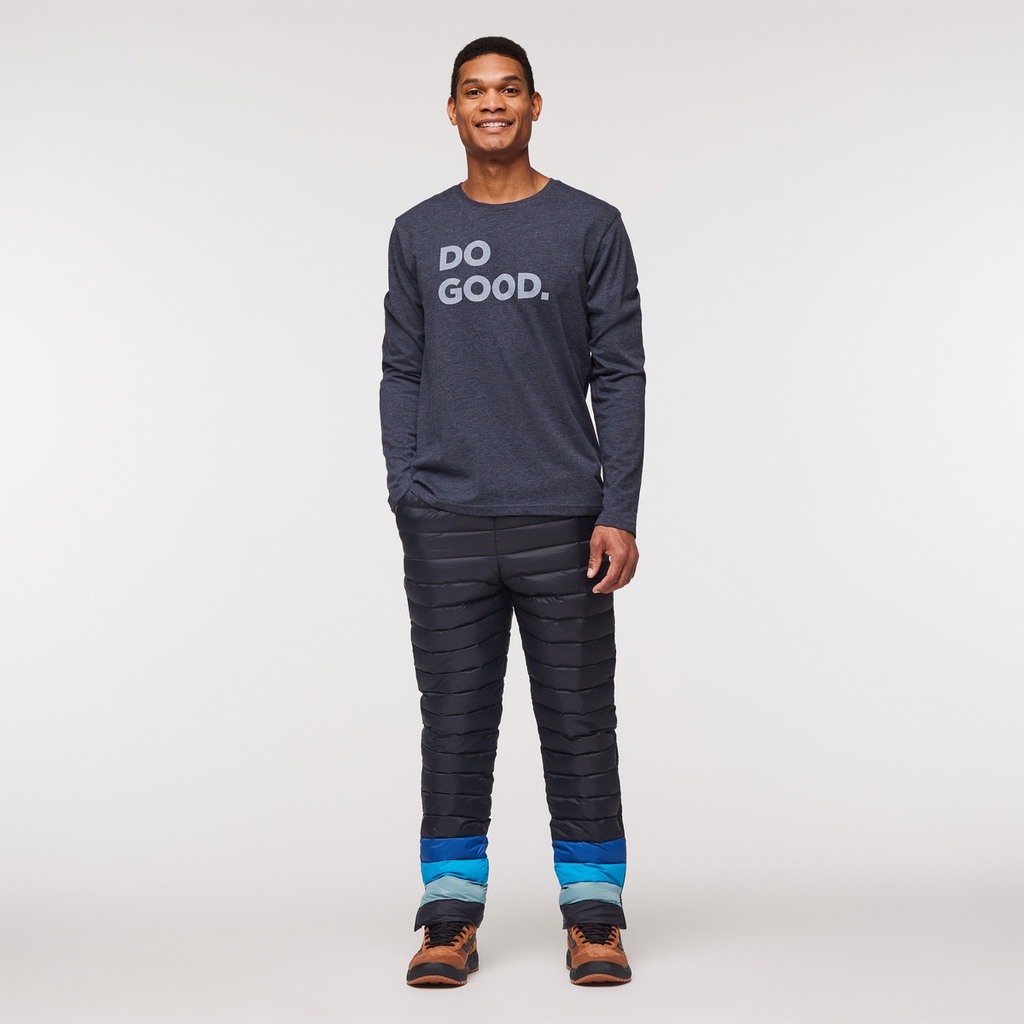 Fuego Down Pant - Men's, Black Stripes, Model Jason