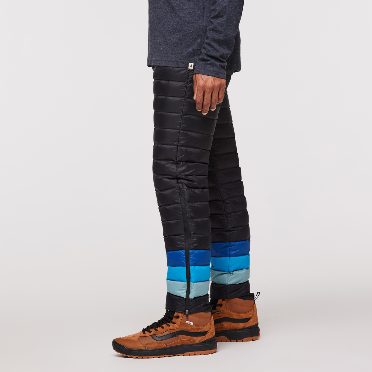 Fuego Down Pant - Men's, Black Stripes, Model Jason