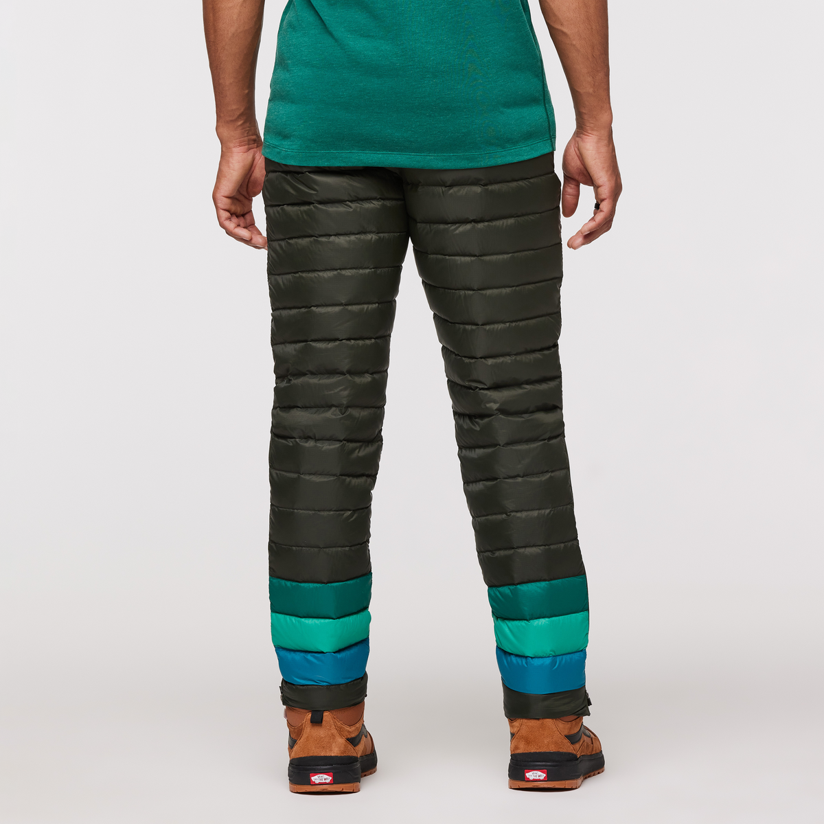 Fuego Down Pant - Men's, Woods Stripes, Model Jason