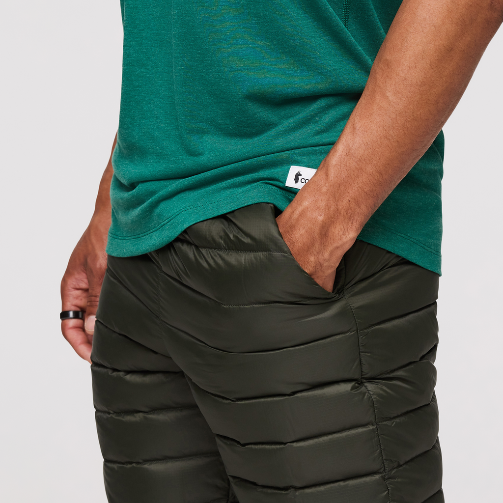 Fuego Down Pant - Men's, Woods Stripes, Model Jason